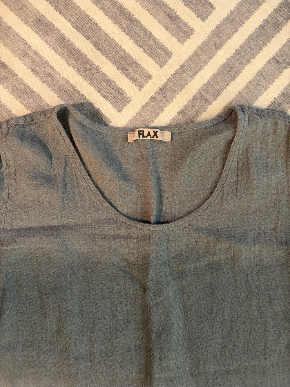 FLAX 🛍️ TUNIC STYLE GREY 3/4 LENGTH SLEEVE LINEN SHIRT TOP- seasonless